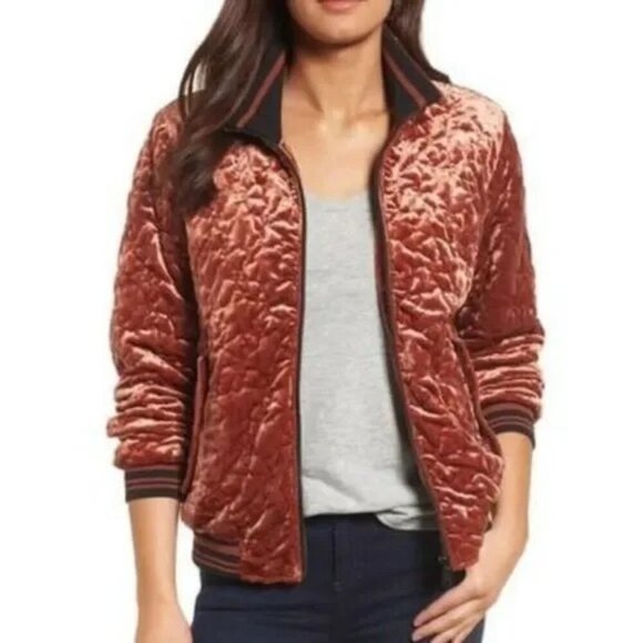 Bernardo Quilted Velvet Bomber Jacket - Picture 2 of 10